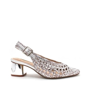 zapatos TRENZADos PLATEADOS con tacón ancho