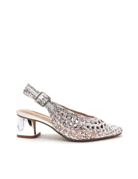zapatos TRENZADos PLATEADOS con tacón ancho