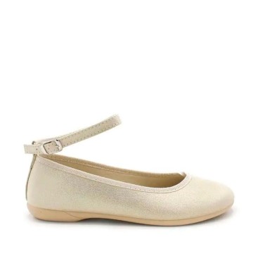 Bailarinas beige niña con pulsera y cierre de hebilla