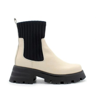 botín plataforma beige