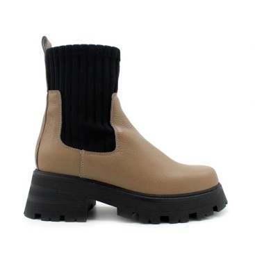 botines con plataforma taupe de piel