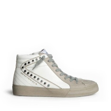 Zapatilla Corina abotinada blanca con tachas mujer
