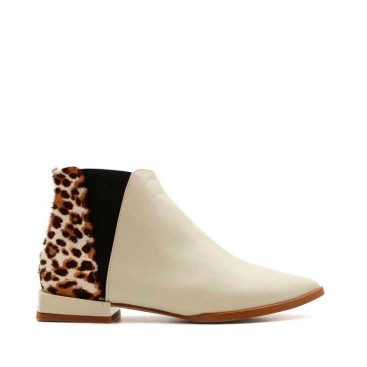 botines popa mujer beige con leopardo