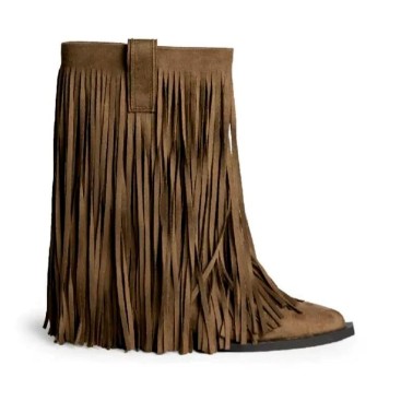 Botas flecos camel con tacón