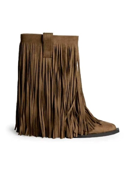 Botas flecos camel con tacón