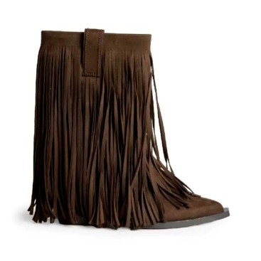 Botas con flecos marrones de tacón