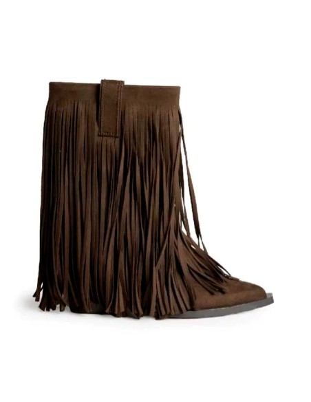 Bota cowboy marrón con flecos Corina vista lateral