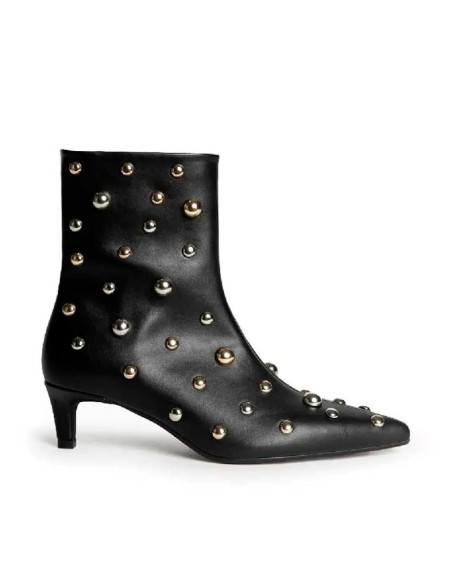 Botines Negros con Tachuelas y tacón midi