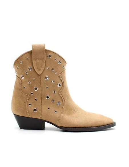 Botines cowboy Corina mujer camel con ojales