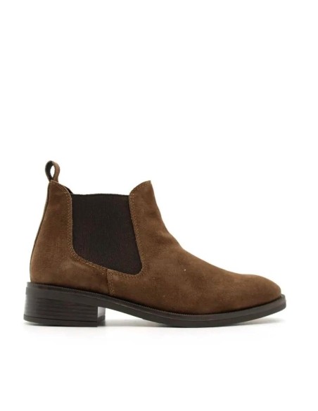 botin chelsea piel serraje marrón mujer​