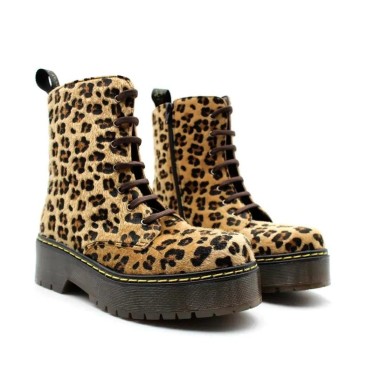 botines militar leopardo mujer​ con plataforma