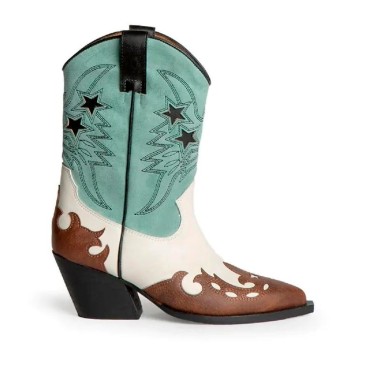Bota cowboy Country en color turquesa con tacón