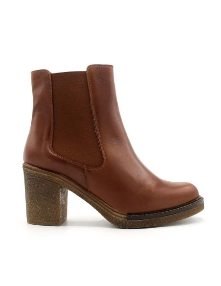 botines cuero estilo chelsea con tacón