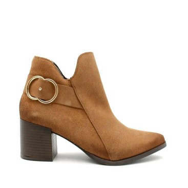 Botín Tobillero Mujer camel con tacón