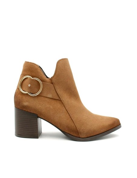 Botín Tobillero Mujer camel con tacón
