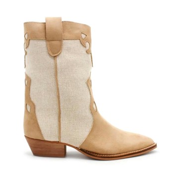 botín campero combinado en beige