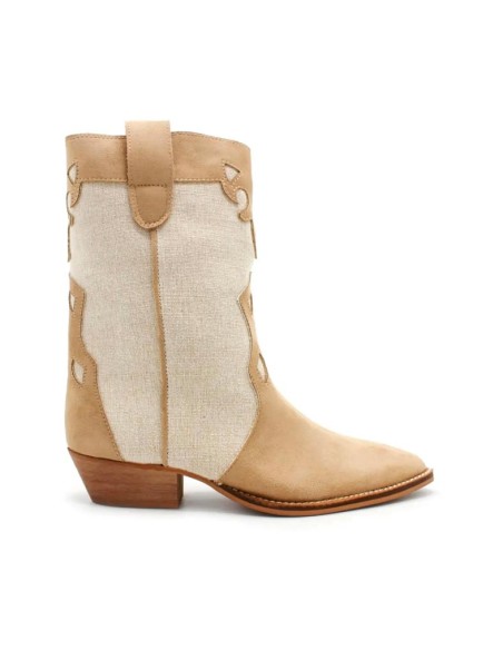 botín campero combinado en beige