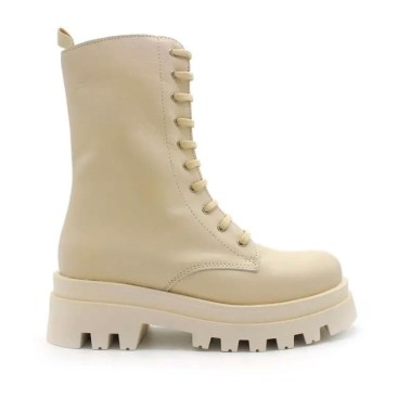 botas militares mujer beige con plataforma track