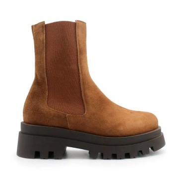botines track camel estilo chelsea para mujer