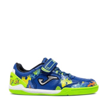 Zapatilla fútbol sala barefoot Joma Top Flex Junior azul vista lateral