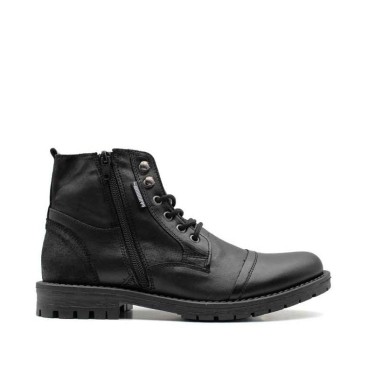Bota militar negra hombre Santana99 de piel vista lateral