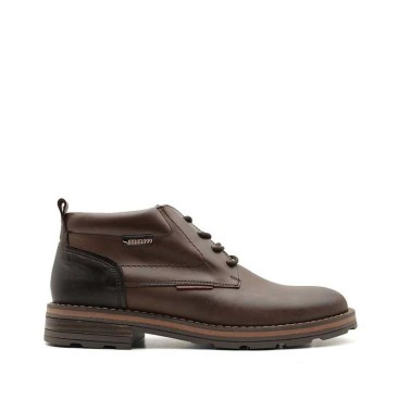 Botín marrón de piel para hombre con cordones