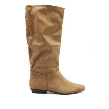 botas altas planas​ camel de mujer