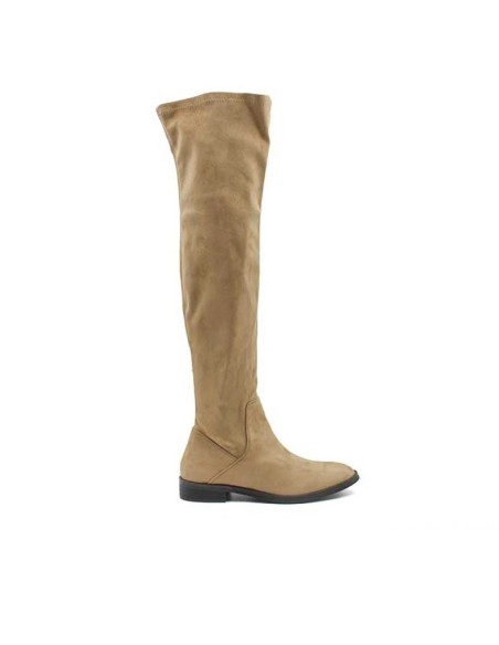 bota plana alta por encima de la rodilla camel