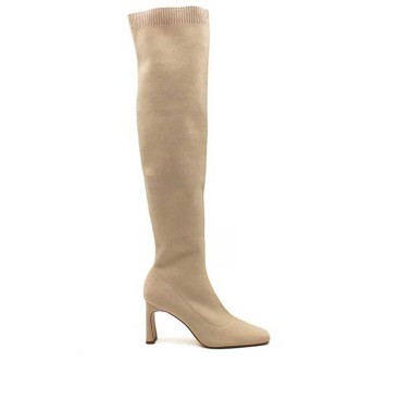 Bota calcetín beige mujer
