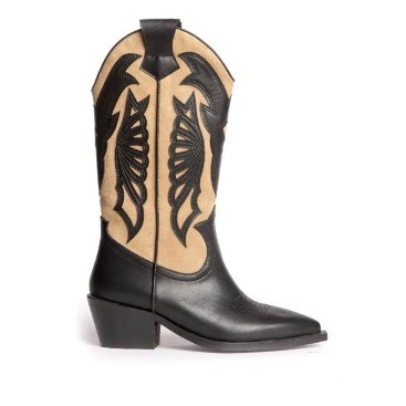 botas negras cowboy mujer