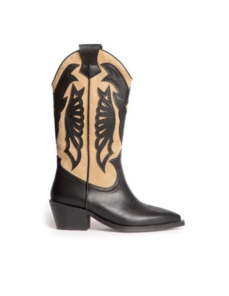 botas negras cowboy mujer