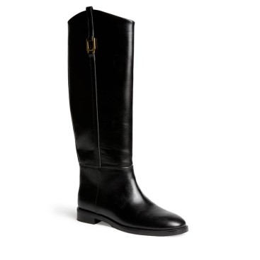 Bota negra de caña alta estilo ecuestre Corina vista diagonal