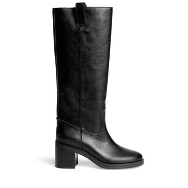 Bota alta negra tacón ancho Corina M6820 vista lateral