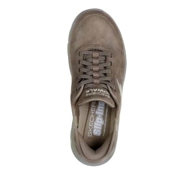Zapatilla Skechers taupe mujer con cordones elásticos Slip-ins
