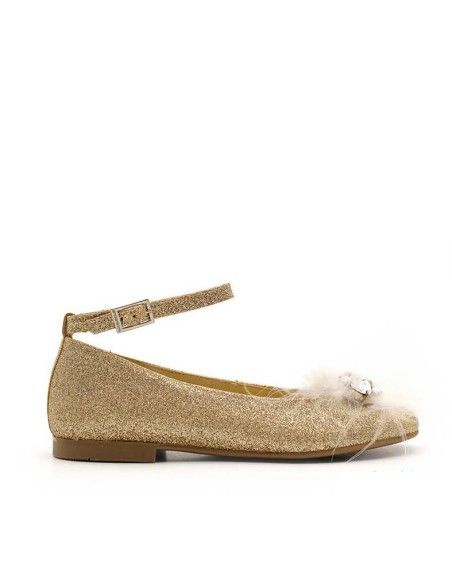 Zapatos dorados niña con brillos glitter