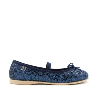 mercedita victoria azul marino de niña con glitter
