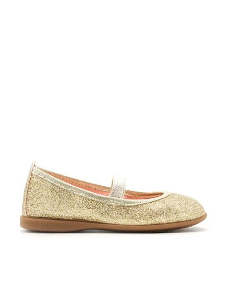 manoletinas doradas de glitter para niña