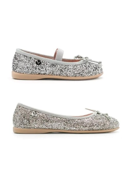 merceditas glitter niña plateada