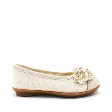 bailarina de vestir beige de lino para niña