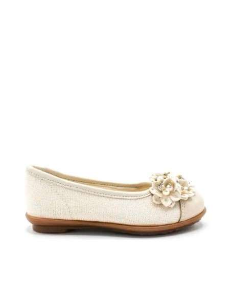 bailarina de vestir beige de lino para niña