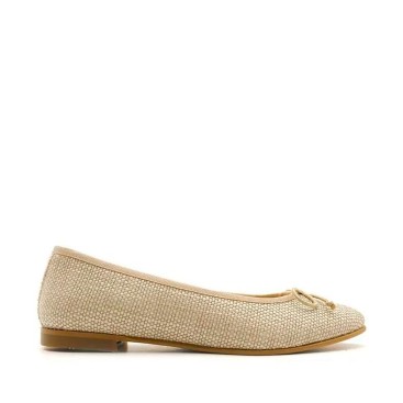 Bailarinas para niña beige con lazo Andanines vista superior