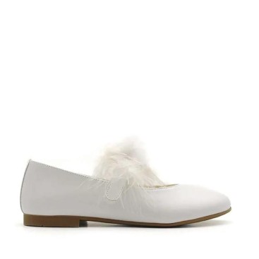 Zapatos blancos de primera comunión niña Andanines vista lateral