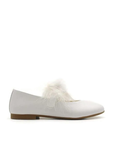 Zapatos blancos de primera comunión niña Andanines vista lateral