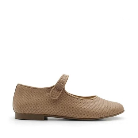 Mercedita botón picada de piel taupe