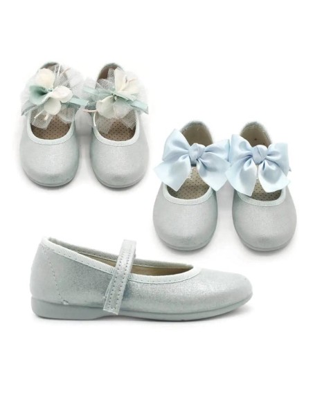 zapatos lazo azul celeste para niña