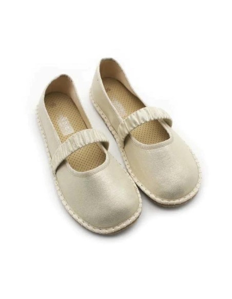 Merceditas respetuosas niña barefoot Condiz vista superior en color dorado