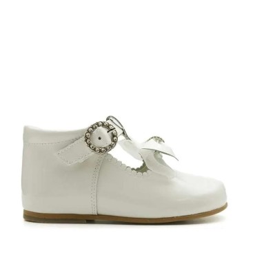 Zapatos Lazo Fiesta Bebe blanco roto