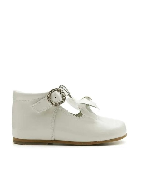 Zapatos Lazo Fiesta Bebe blanco roto
