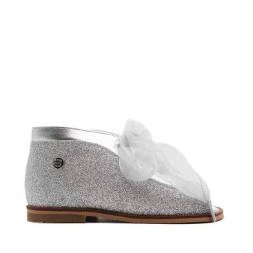 zapato niña plata de glitter para ceremonia