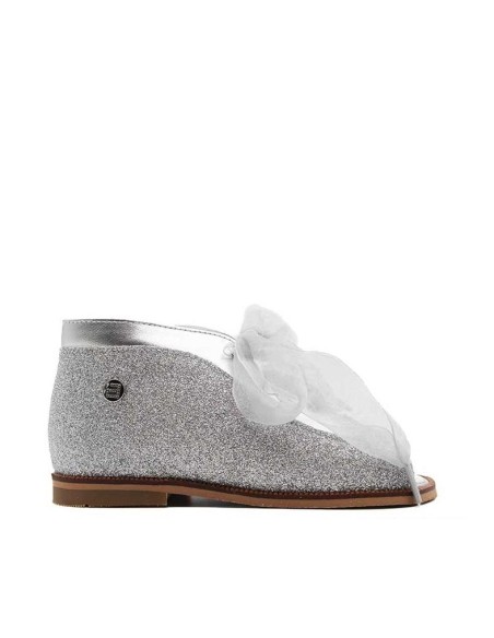 zapato niña plata de glitter para ceremonia
